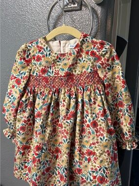 Mayoral Red, Yellow & Blue Floral Smocked Long-Sleeve Dress